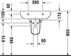 Washbasin 60 cm D-Code with of. with tp 1 th white