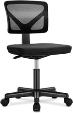 DUMOS Small Office Chair Armless, Ergonomic Adjustable Home Office Swivel Rolling Task Chair No Arms, Comfy Mesh Mid Back Computer Work Vanity Desk Chiars with Wheels for Small Spaces, Inky