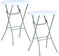 32in Folding Bar Height Tables (2-Pack) – White Round High Top Cocktail Tables for Indoor & Outdoor Use, Parties, BBQs, Weddings – Removable Legs, Heavy-Duty & Portable