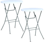 32in Folding Bar Height Tables (2-Pack) – White Round High Top Cocktail Tables for Indoor & Outdoor Use, Parties, BBQs, Weddings – Removable Legs, Heavy-Duty & Portable