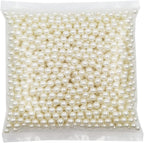 INSPIRELLE 1100pcs 8mm Ivory Polished ABS Undrilled Art Faux Pearls for Vase Fillers, No Hole Makeup Beads to Hold Brush Lipstick, Imitation Round Pearl Beads for Table Scatter Home Wedding Decoration