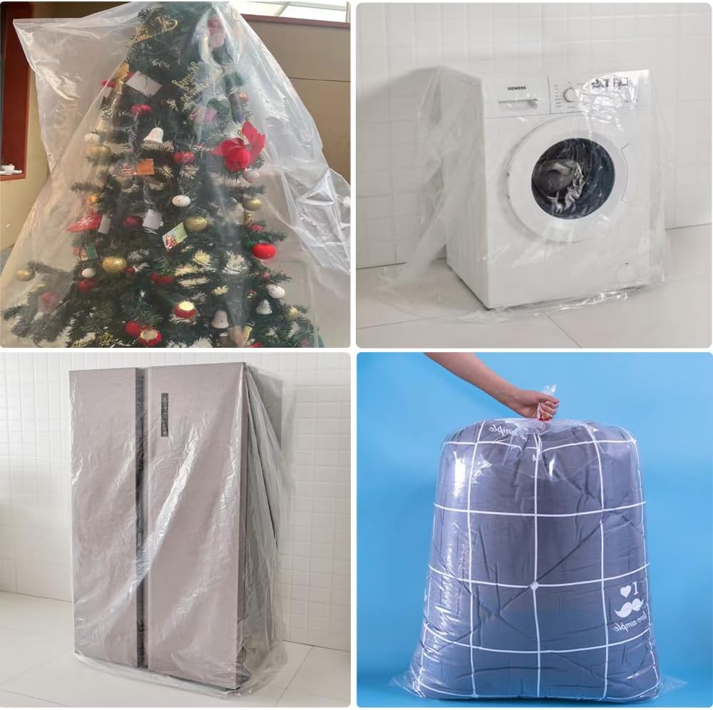 TopSoon Christmas Tree Removal Bag 9-Feet Tall by 6-Feet Wide Christmas Tree Disposal Bag Plastic Patio Furniture Cover Large Clear Storage Bag