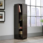 Pemberly Row Wood Storage Pantry, 60 in Height, Raised Panel Doors, Engineered Wood, Cinnamon Cherry Finish, Adjustable Shelves, Hidden Storage, Tall Cabinet for Kitchen, Dining Room, Office Use