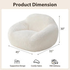 HUGHEAVEN Large Bean Bag Chairs for Adults, Adult Bean Bag Chair with Back Support, Reading Chair for Bedroom, Beige