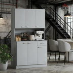 Spaco 71" Kitchen Pantry Cabinet,Modern Food Storage Cabinet with Microwave Stand,6 Doors,Drawer,Kitchen Hutch with Countertop for Living Room,Dining Room. (Grey)