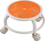 Comfortable Low Stool with Wheels with High Load Capacity for Home, Ergonomic Breathable Swivel Seat for Adults, Plastic Material (Orange)