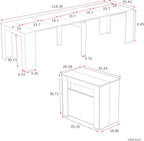 Extendable Dining Table, Transformer Console Table for 1-12 People, Folding Space Saving Dining Room Table for Homes, Apartments, Marble White