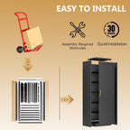 Tall Narrow Slim Metal Storage Cabinet with Lock and 5 Adjustable Shelves,Steel File Cabinets,Kitchen Pantry Cabinet Locker Organizer - 67" Storage Cabinets for Bathroom,Bedroom,Office,Black