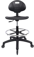 (Tall Bench Stool, Rubber Roller Blade Stye Casters Easy to Clean! Ergonomic Polyurethane Drafting Stool. Seat Height Range 24"-34". Home Office Lab Workstation.