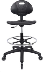 (Tall Bench Stool, Rubber Roller Blade Stye Casters Easy to Clean! Ergonomic Polyurethane Drafting Stool. Seat Height Range 24"-34". Home Office Lab Workstation.