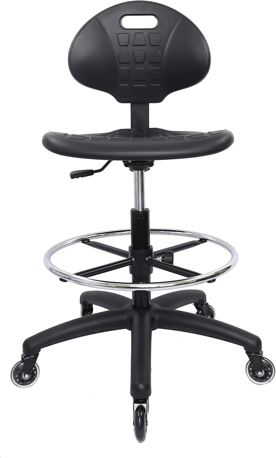 (Tall Bench Stool, Rubber Roller Blade Stye Casters Easy to Clean! Ergonomic Polyurethane Drafting Stool. Seat Height Range 24"-34". Home Office Lab Workstation.