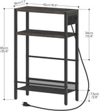 HOOBRO Small Narrow Side Table with Charging Station, Skinny End Table for Small Spaces, Slim Nightstand with USB Ports Outlet, Sofa Beside Table with Storage Shelf, Charcoal Black BC102UBZ01