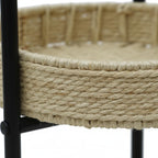 3-Tier Storage Side Table with Paper Rope Woven Baskets, Black Metal Frame, Natural Oval Trays, 11.81x8.26x28.74 Inches, Modern Farmhouse Design for Living Room, Kitchen