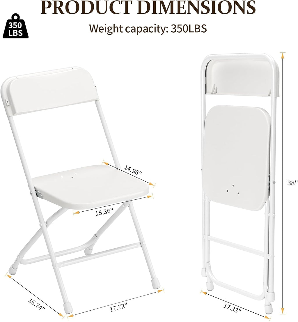 10 Pack Folding Chairs, Portable Party Chairs,Portable Plastic Stackable Commercial Seat with Steel Frame,Capacity for 350lb,for Office Wedding Party Patio Dinning Events