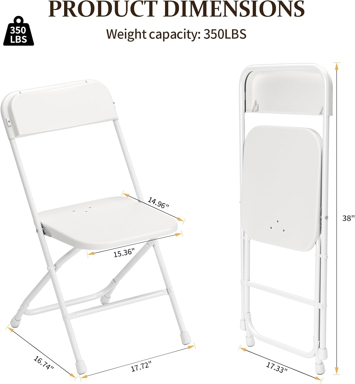 10 Pack Folding Chairs, Portable Party Chairs,Portable Plastic Stackable Commercial Seat with Steel Frame,Capacity for 350lb,for Office Wedding Party Patio Dinning Events