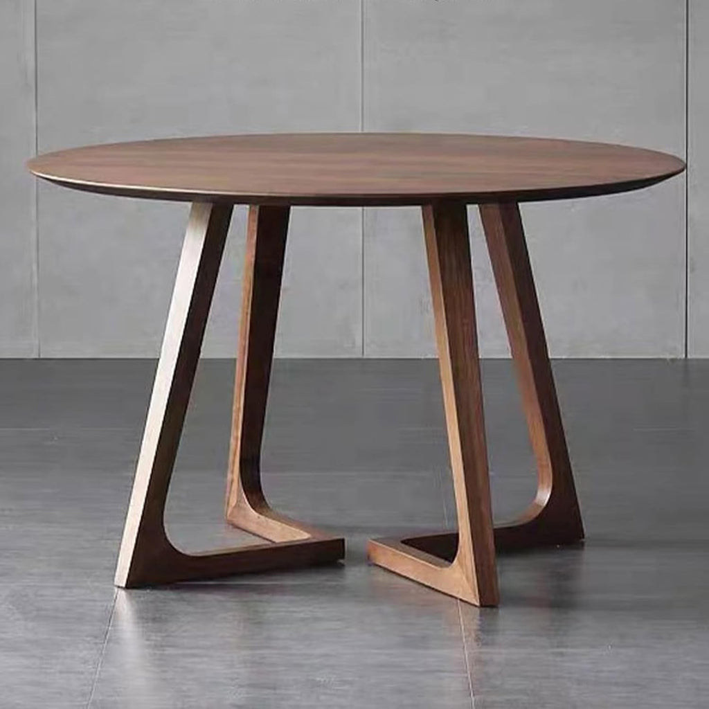 Mid Century Modern Dining Table Round Solid Wood Kitchen Dining Room Tables Rustic Pedestal Table Small Leisure Coffee Table for 2,4 People for Living Room(Walnut Color,60 * 60cm)