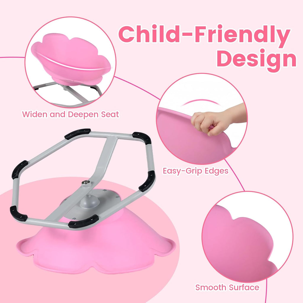 Olakids Sensory Spinning Chair, Flower Shape 360° Swivel Seat for Autistic Kids Autism ADHD Children with Non-Slip Design, Sit and Spin Toy for Body Balance Coordination Training (Pink)