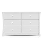 Storkcraft Crescent 6-Drawer Dresser, White | GREENGUARD Gold Certified, White Dresser for Bedroom, Kids & Nursery Storage Chest, Safety Interlocking Drawers, Kids Bedroom