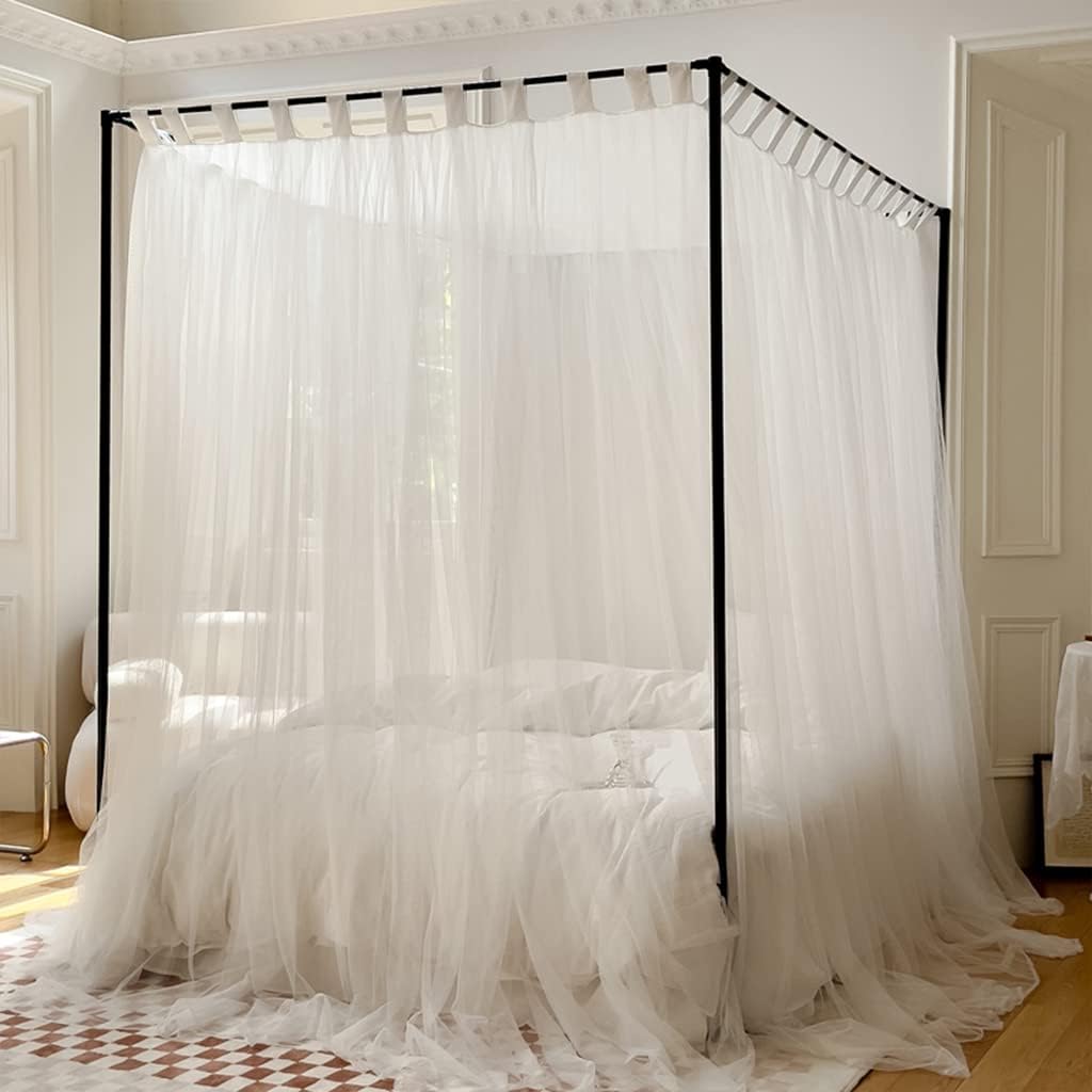 Elegant Mosquito Net Canopy for Twin, Full, Queen, King Beds - Perfect for Adults, Teens, Boys & Girls - Stylish 4 Corner Post Design for Ultimate Protection White King