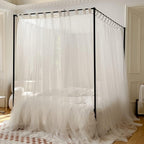 Elegant Mosquito Net Canopy for Twin, Full, Queen, King Beds - Perfect for Adults, Teens, Boys & Girls - Stylish 4 Corner Post Design for Ultimate Protection White King