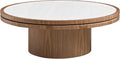 35.43 Inch Round Sintered Stone Side Table, No Assembly MDF Coffee Table with Walnut Finish, Modern Small Accent End Table for Living Room Bedroom Office Apartment Compact Space (35.43''+Walnut)