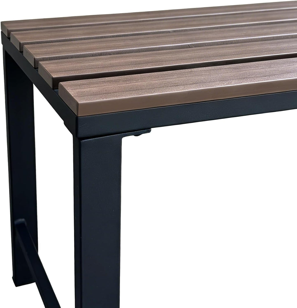 Outdoor Backless Bench, Set of 2,Weatherproof Patio Bench with Slatted Seat, All-Weather Garden Bench for Porch, Patio, Lawn and Backyard, Walnut