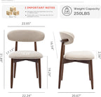 COLAMY Wooden Dining Chairs Set of 6, Modern Upholstered Fabric Dining Room Chair, Farmhouse Kitchen Side Chairs with Foot Pegs, Beige