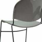 Flash Furniture 5 Pack HERCULES Series 880 lb. Capacity Gray Ultra-Compact Stack Chair with Black Powder Coated Frame