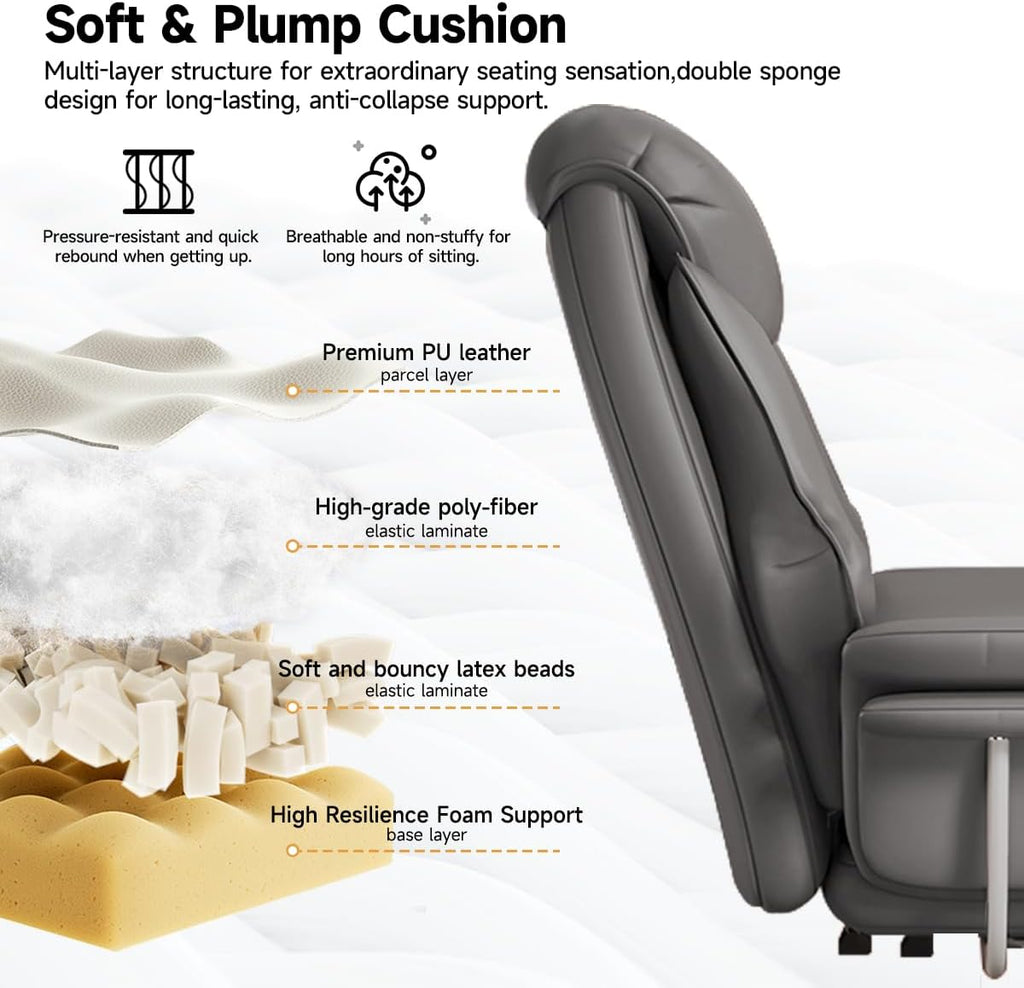 Big and Tall Office Chair 550 lbs Extra Wide Leather Executive Chair with Retractable Footrest, Heavy-Duty Ergonomic Chair, Adjustable Height Computer Gaming Chairs