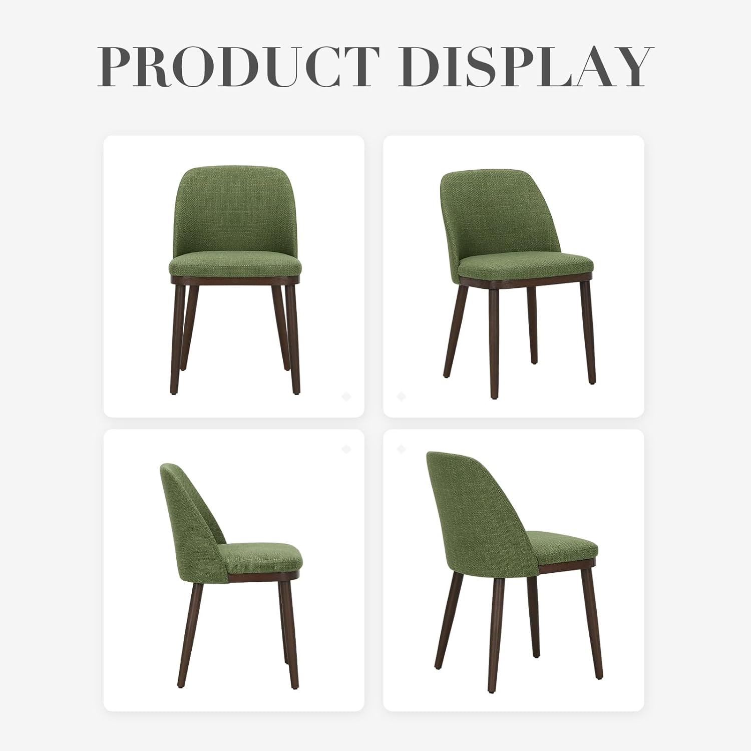 COLAMY Upholstered Dining Chairs Set of 4, Modern Kitchen Chairs with Back, Fabric Side Dining Room Chairs with Wood Legs for Farmhouce Restaurant, Green