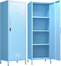 Metal Locker Storage Cabinets 59.06"H Sky Blue Locking File Cabinets Kitchen Food Pantry Cabinet with 2 Doors and Shelves for Dining Room, Living Room,Bathroom Office,Home,Garage, Gym, School