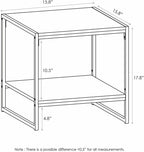 Furinno Camnus Side Table, 2-Tier Black End Table with Metal Frame, Square Night Stand with Open Shelf, Bedside Table, Easy Assembly, for Living Room, Bedroom, Dark Americano