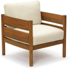LuxenHome Acacia Wood Outdoor Patio Chair, Wooden Patio Lounge Chair with Cushions, Outside Club Chair with Thick Seat, Armchiar for Balcony, Lawn, Garden, Porch