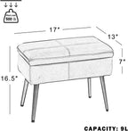 Storage Ottoman Upholstered Stool with Padded Seat, Tufted Vanity Stool with Metal Legs, Accent Stool, Velvet, Green