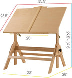 MEEDEN Wood Drafting Table & Stool Set,Artist Stool and Craft Table with Adjustable Height,Tiltable Tabletop for Artwork, Graphic Design, Reading, Writing
