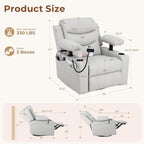 Electric Nursery Recliner Chair, Triple Motor Power Glider, 270° Swivel Rocking Chair with Adjustable Armrests, 8-Point Massage & Lumbar Heating, Phone Holder & Storage, Upholstered Nursing Chair