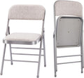 2 Pack Folding Chairs with Fabric Padded Cushion and Back, Commercial Grade Metal Chairs with Comfortable SOFT Fabric Cushion for Home and Office, for Indoor and Outdoor Events (2, White-Fabric)
