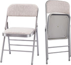 2 Pack Folding Chairs with Fabric Padded Cushion and Back, Commercial Grade Metal Chairs with Comfortable SOFT Fabric Cushion for Home and Office, for Indoor and Outdoor Events (2, White-Fabric)