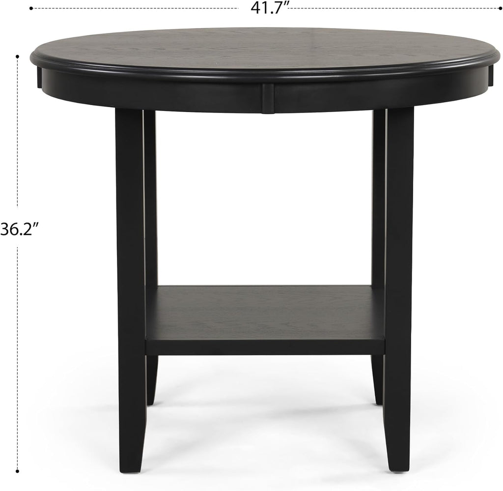 SogesHome Solid Wood Round End Table with Storage Shelf, Heavy Duty Small Kitchen Table for 2-4 People, Rustic Modern Space Saving Side Desk for Living Room, Bedroom, Kitchen, Office, Hallway