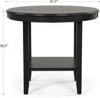 SogesHome Solid Wood Round End Table with Storage Shelf, Heavy Duty Small Kitchen Table for 2-4 People, Rustic Modern Space Saving Side Desk for Living Room, Bedroom, Kitchen, Office, Hallway