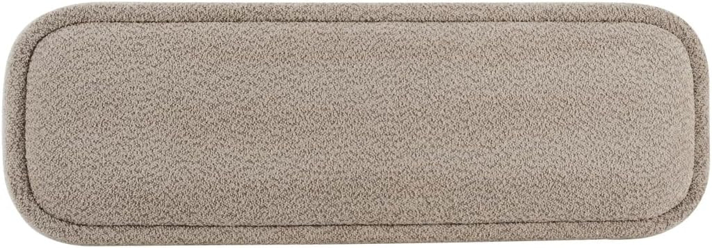 Khaki Boucle Upholstered Dining Bench with Walnut Legs, 51.57"L | Seats 2-3 People, 250 lbs Capacity, Foam-Padded Cushion, Rubberwood & Plywood Frame, 51.57L x 17.52W x 18.7H cm