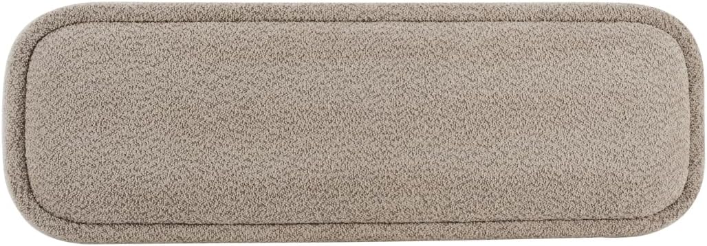 Khaki Boucle Upholstered Dining Bench with Walnut Legs, 51.57"L | Seats 2-3 People, 250 lbs Capacity, Foam-Padded Cushion, Rubberwood & Plywood Frame, 51.57L x 17.52W x 18.7H cm