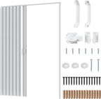 Accordion Door PVC Folding Door Space Saving for Closet Room Divider, 48"x80" 63"x80" Interior Folding Door with Hardware, No Floor Track, Waterproof UV Resistant (62.99" * 79.53", Single Door)