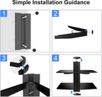 suptek Speaker Mount, Floating Glass Shelf Wall Mount Bracket for DVD Players/Cable Boxes/Games Consoles/TV Accessories, 2 Shelves, Black CS202
