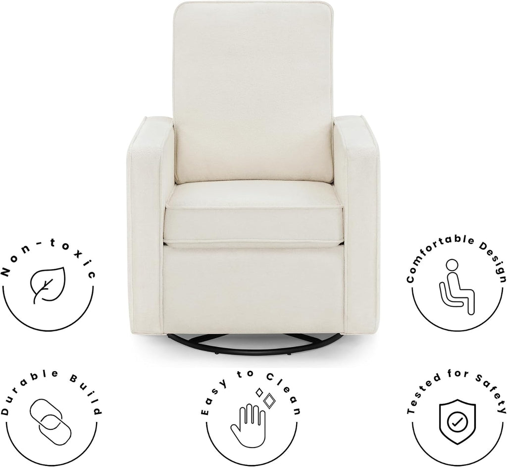 Delta Children Luna Nursery Swivel Glider - Greenguard Gold Certified and Oeko-TEX Standard 100 Fabric, Oatmeal