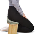 LOYALHEARTDY Meditation Bench - Bamboo Wood, Foldable Meditation Stool with Velvet Cushion Cover & Carrying Bag - Prayer Kneeler Chair for Yoga Or Sitting (Green)