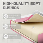 DUMOS Ergonomic Gaming Office Desk Chair with Footrest and Headrest for Adults, PU Leather Video Computer Chair with Linkage Armrests, Height Adjustable 360° Swivel Recling, White Pink