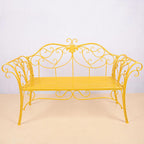 Bench，Outdoor Bench，Garden Bench Butterfly Cast Iron Metal with Armrests for Garden, Park,Yard, Patio, Porch(Yellow)
