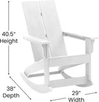 EMMA + OLIVER Harmon Adirondack Rocking Chair - White Poly Resin - Suitable for Indoor/Outdoor Use - All Weather Materials - Easy Assembly - 350 lb. Weight Capacity