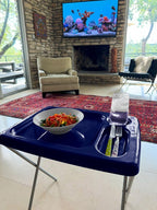 Folding TV Tray Table, Portable, Sturdy, Flag Blue (Set of 2)